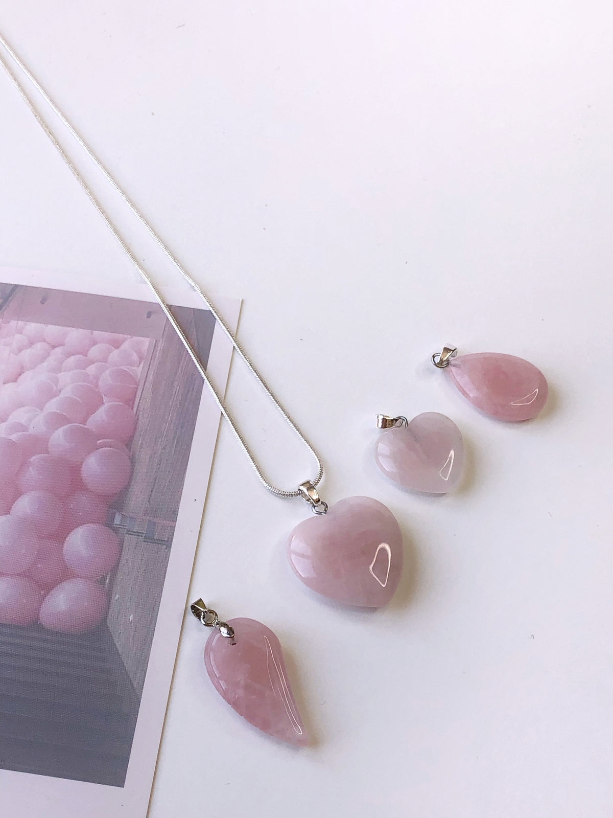 Rose Quartz Angel wing Pendant