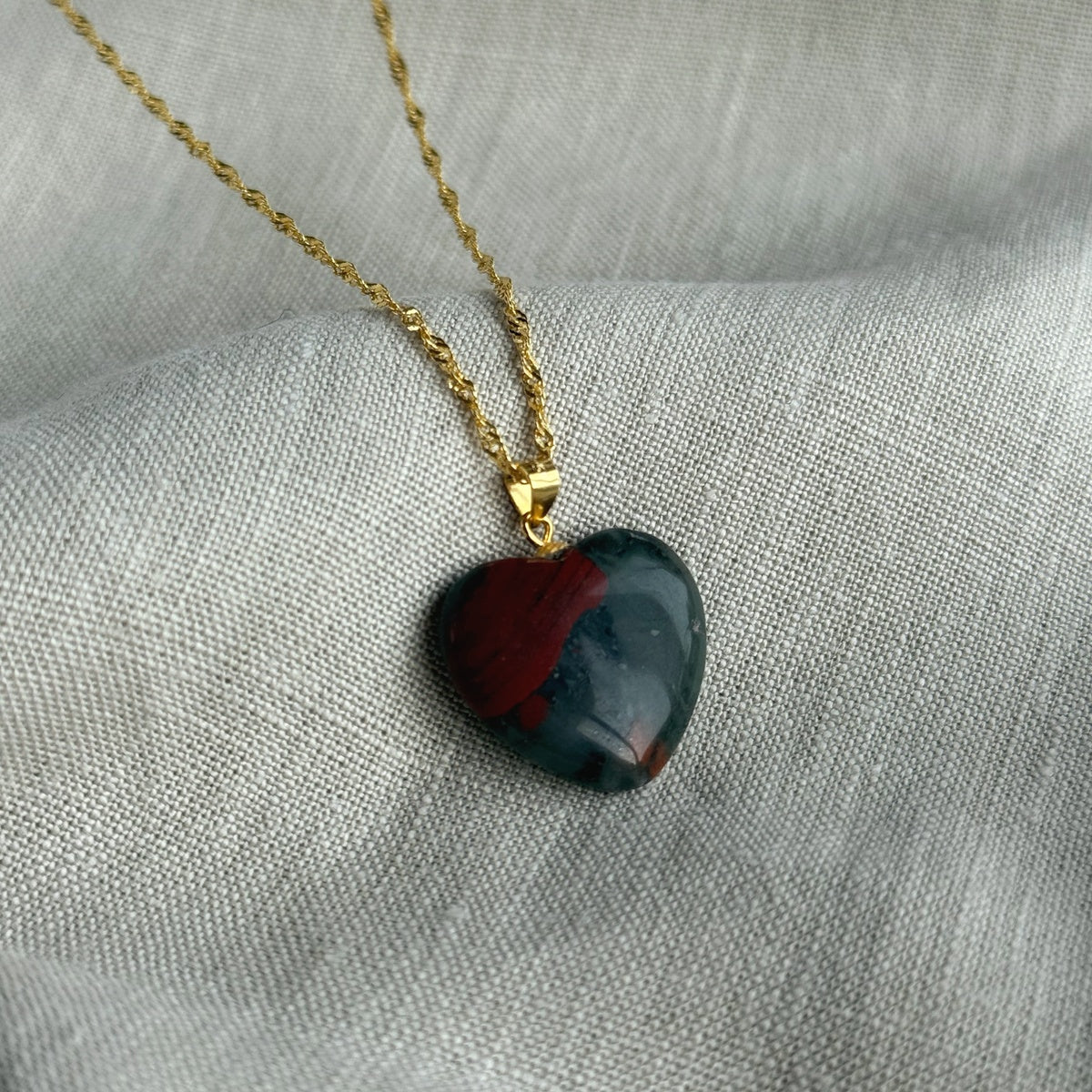 Bloodstone Heart Pendant 2.5cm