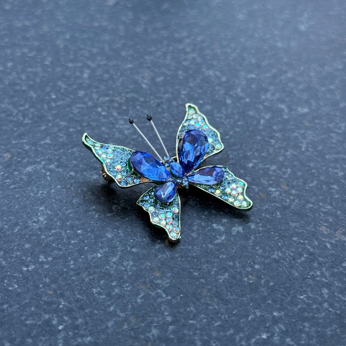 Blue Crystal Glamorous Butterfly Brooch