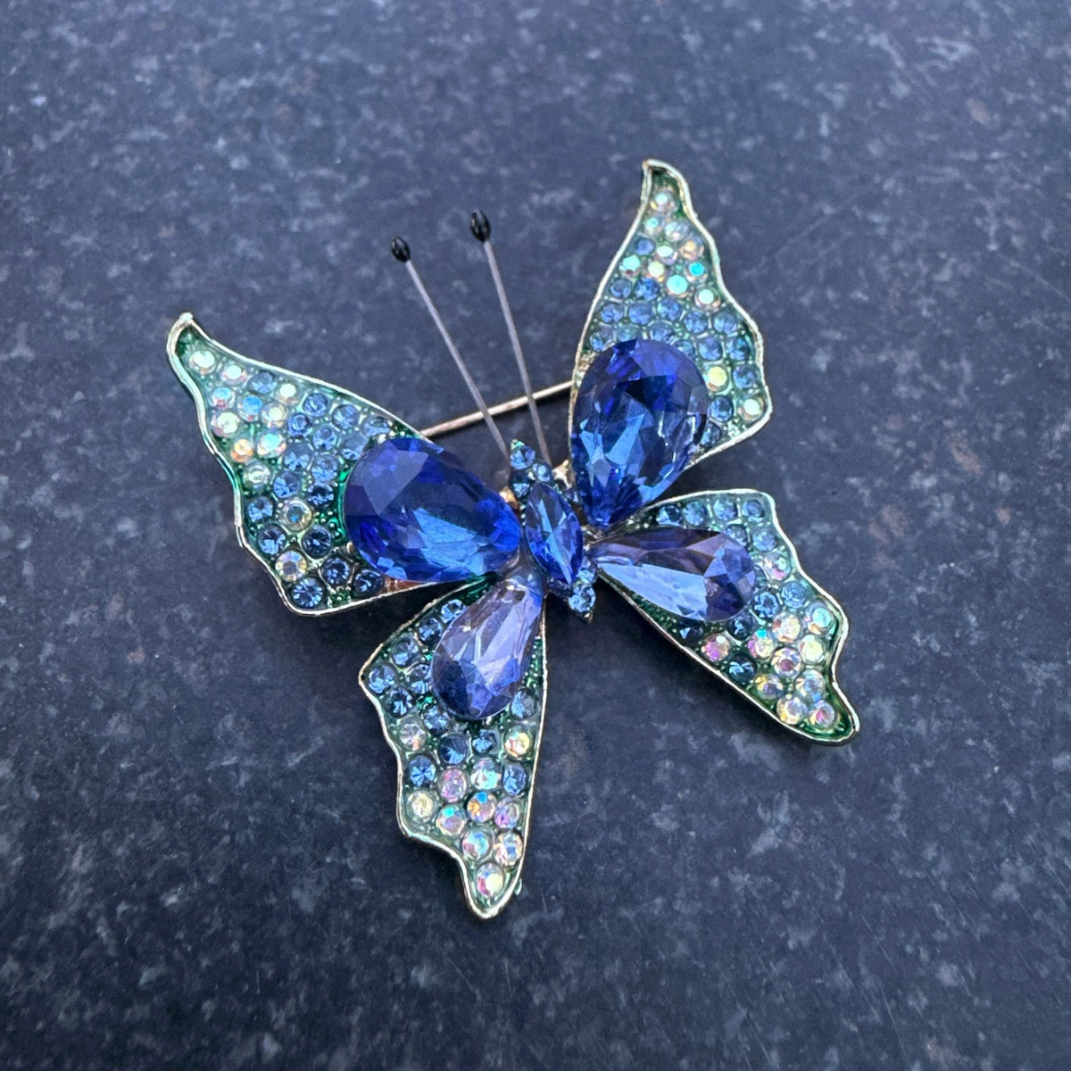 Blue Crystal Glamorous Butterfly Brooch