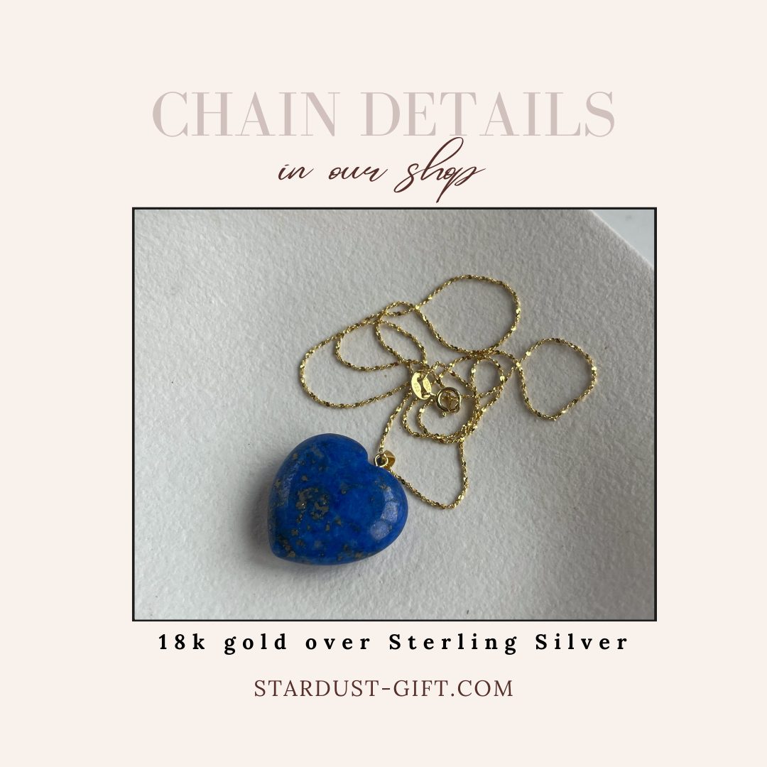 Natural Cobalt Blue Lapis Lazuli Heart Pendant 2.5cm | Gold & Silver