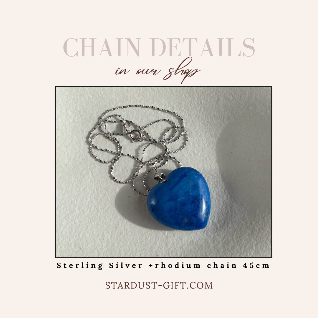 Natural Cobalt Blue Lapis Lazuli Heart Pendant 2.5cm | Gold & Silver