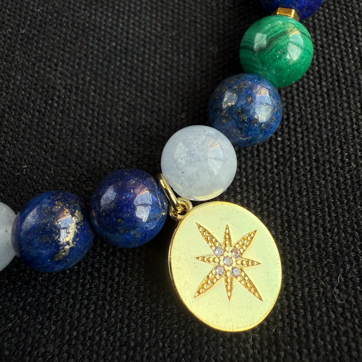 Premium Lapis Lazuli Bracelet with Malachite and Angelite