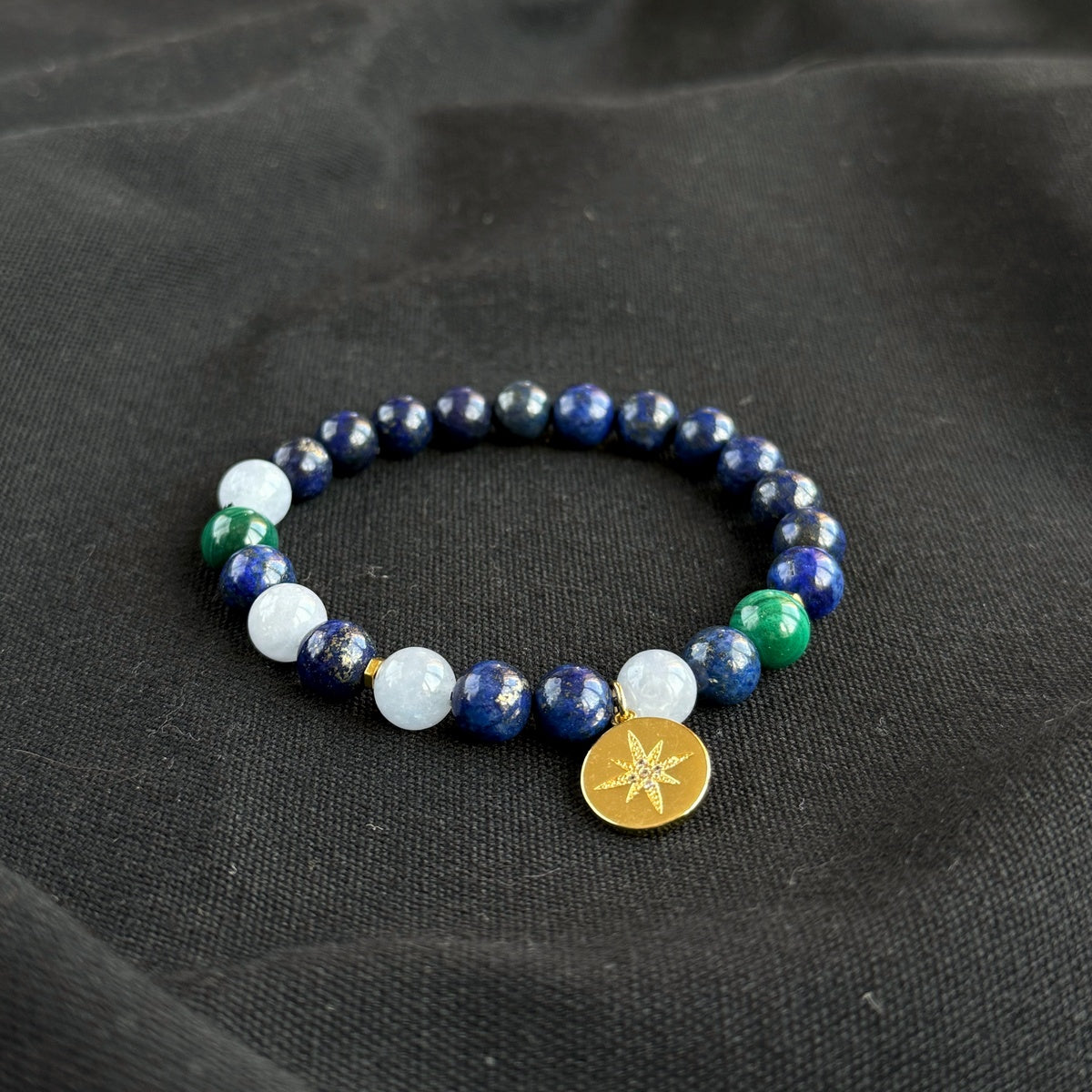 Premium Lapis Lazuli Bracelet with Malachite and Angelite