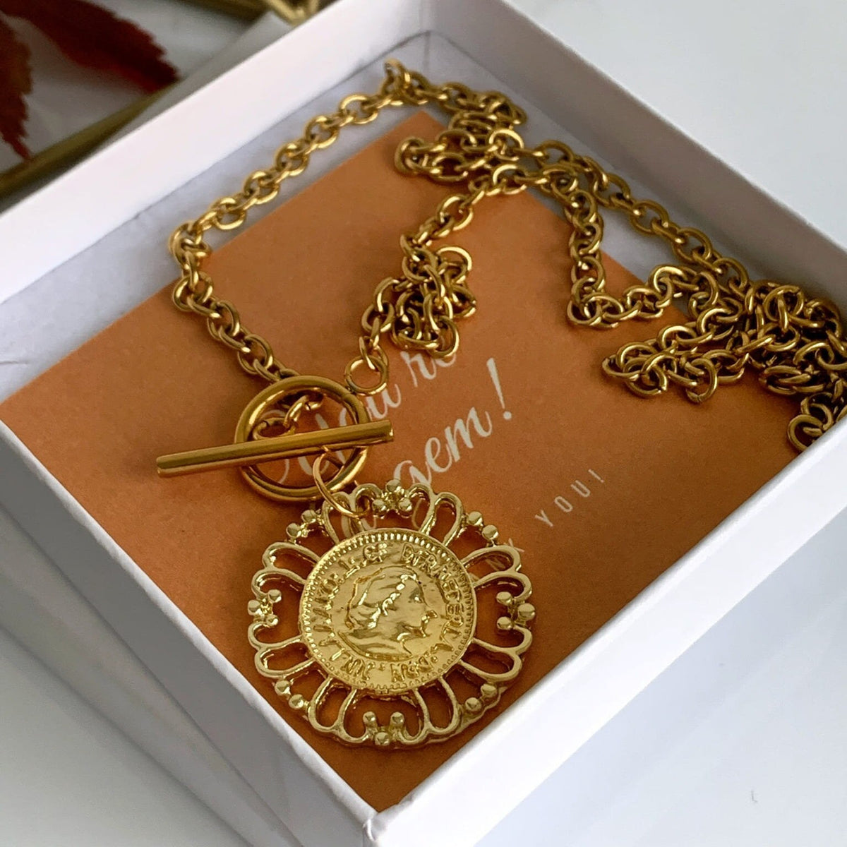 Goddess Antique Gold Coin Necklace | 18K Gold Plated