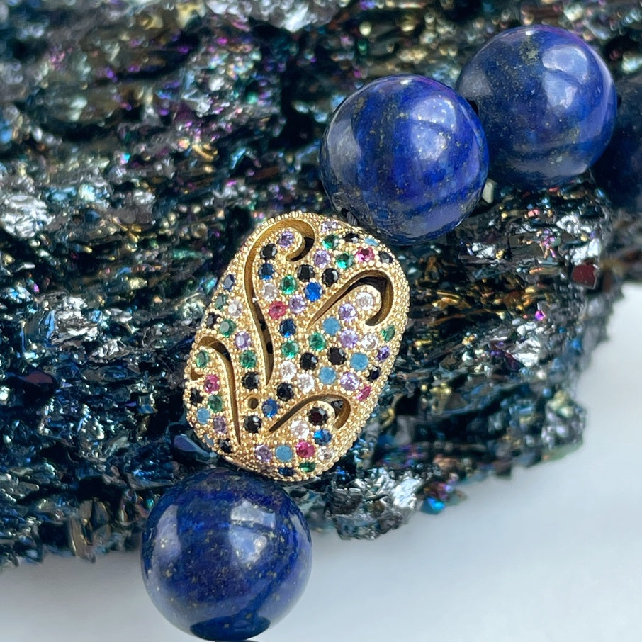 "Statement" Lapis Lazuli beaded bracelet