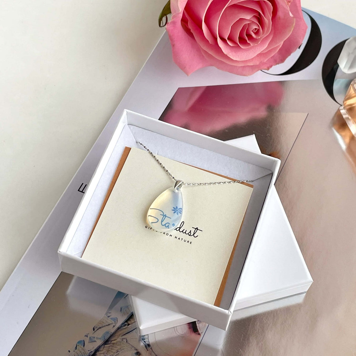 Waterdrop Opalite Pendant in sterling silver necklace