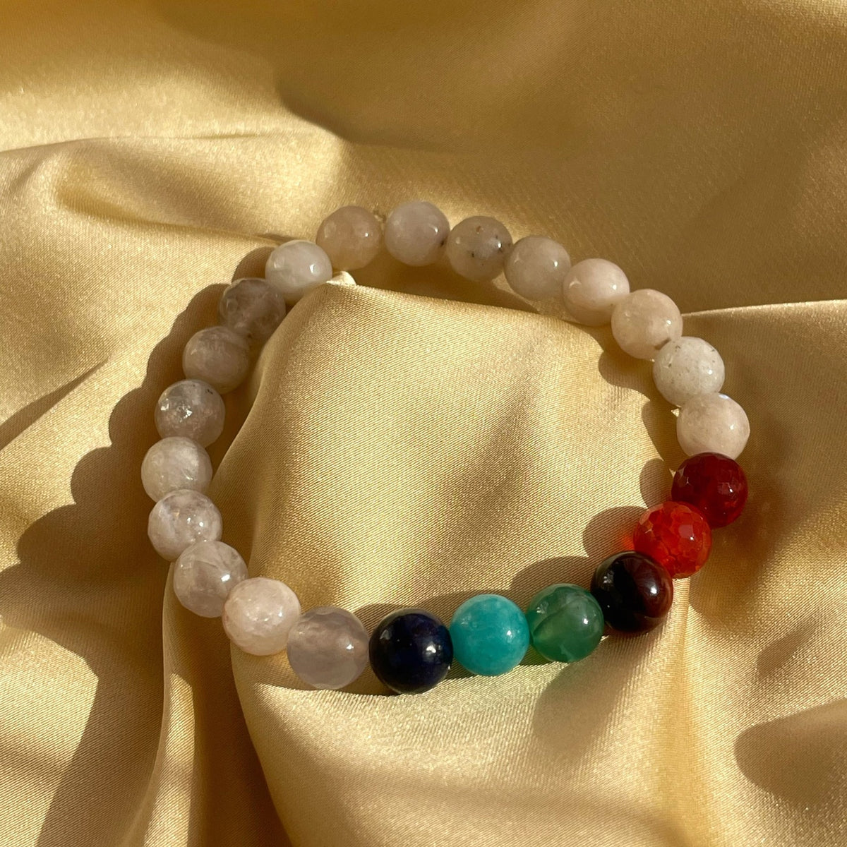 7 Chakra Gemstone Bracelet with Moonstone | Balance & Harmony