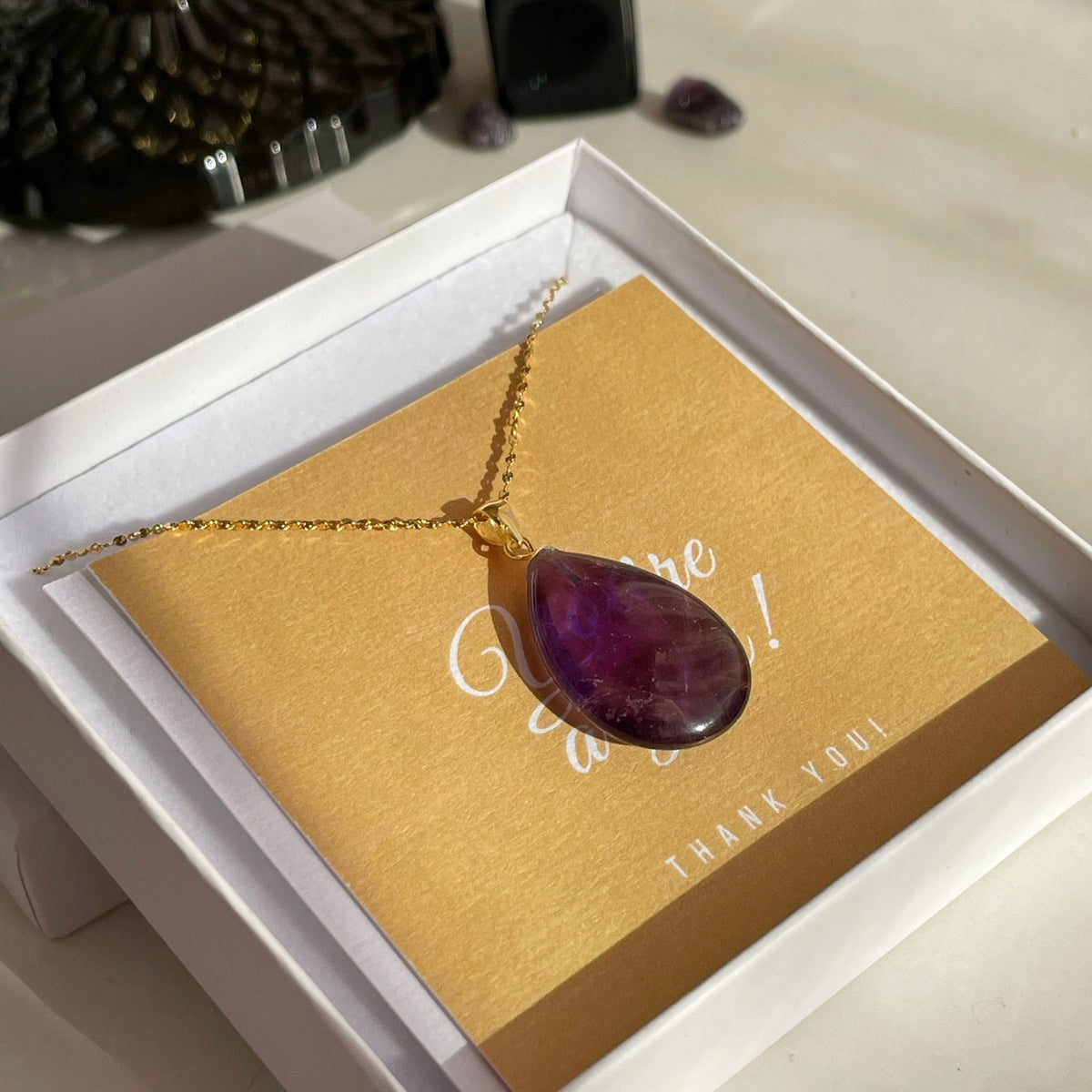 Amethyst Drop Pendant 1.5x2.5cm