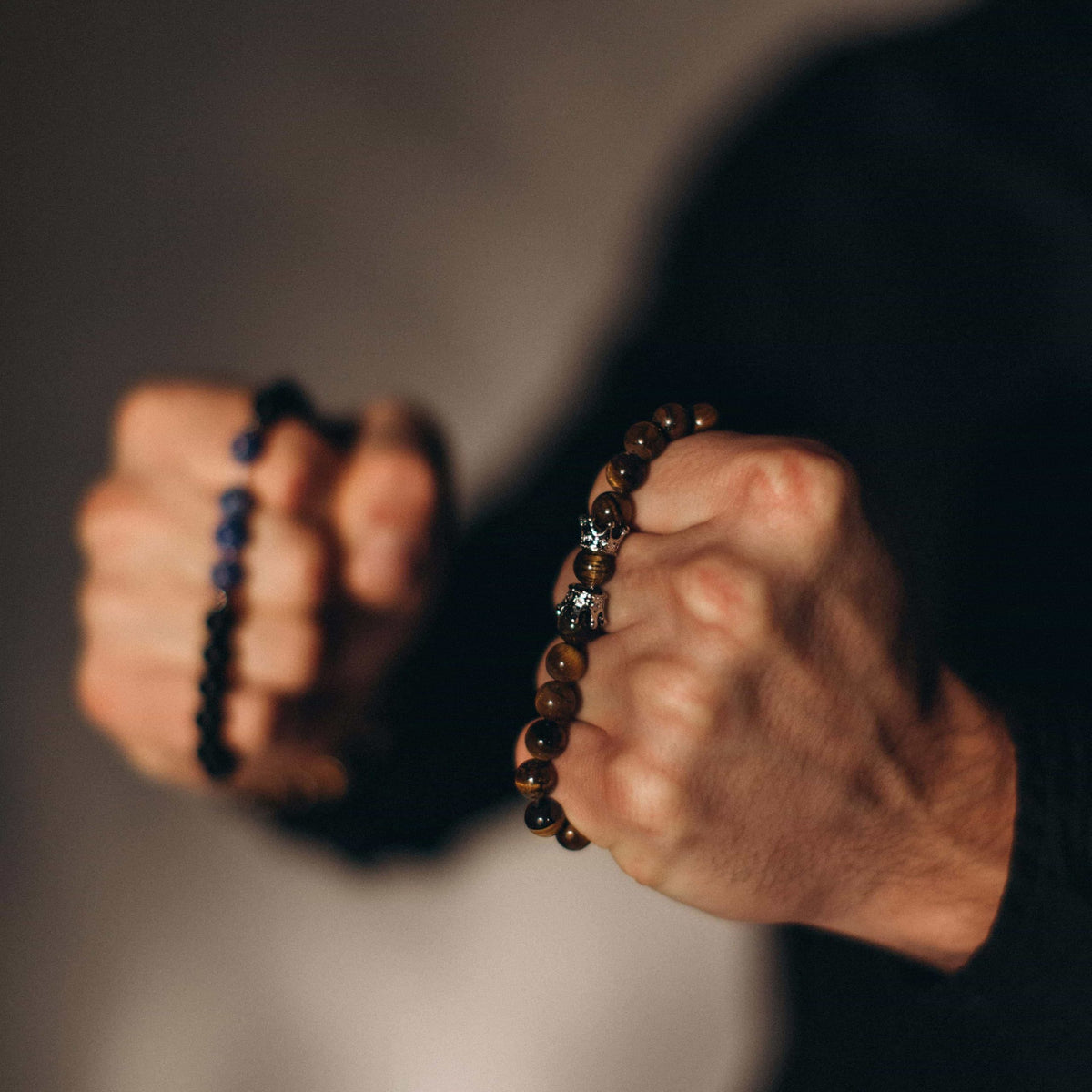 Men’s Tiger Eye Bracelet Set | Silver, Gold & Black Lion