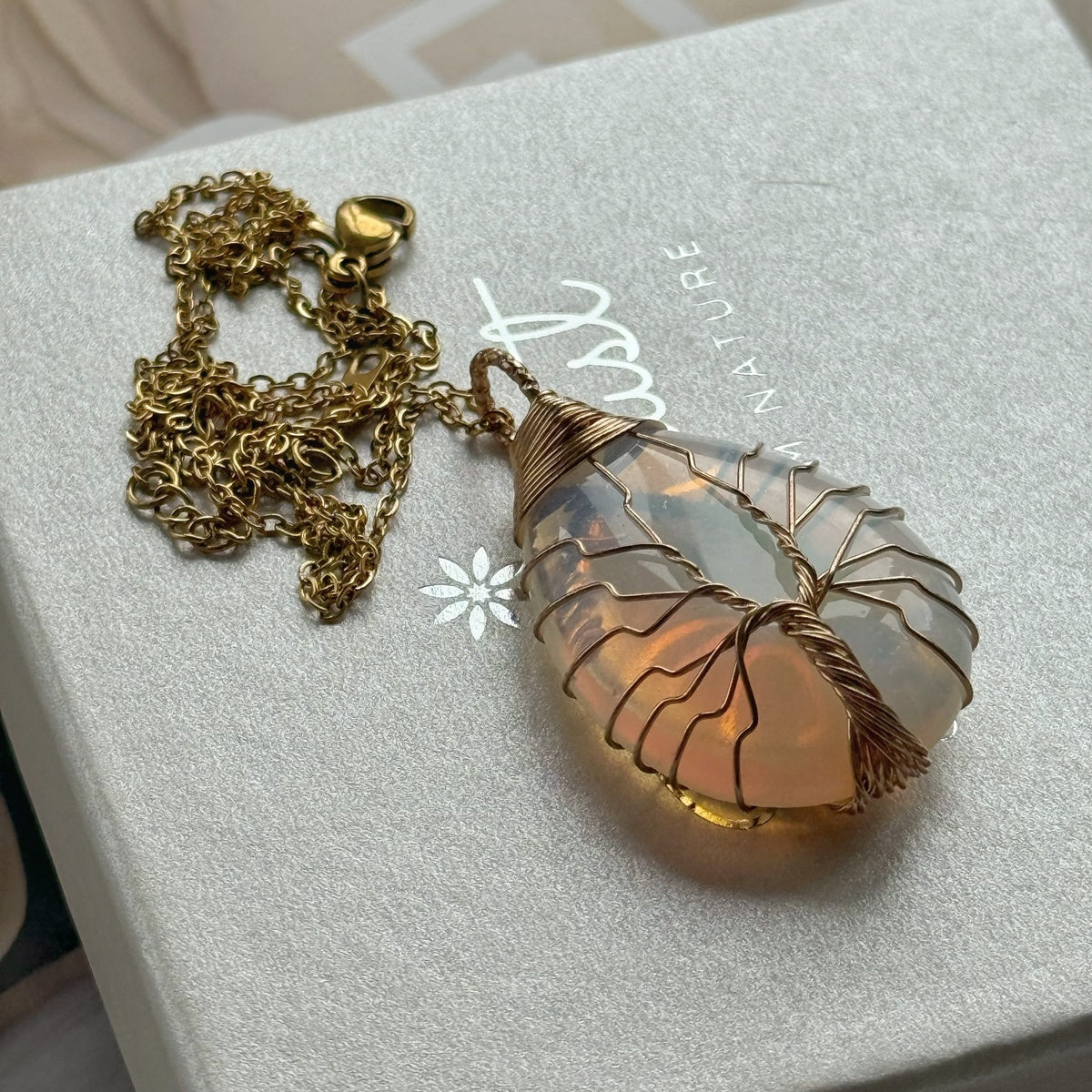 Opalite Tree of Life Necklace | 18K Gold Plated