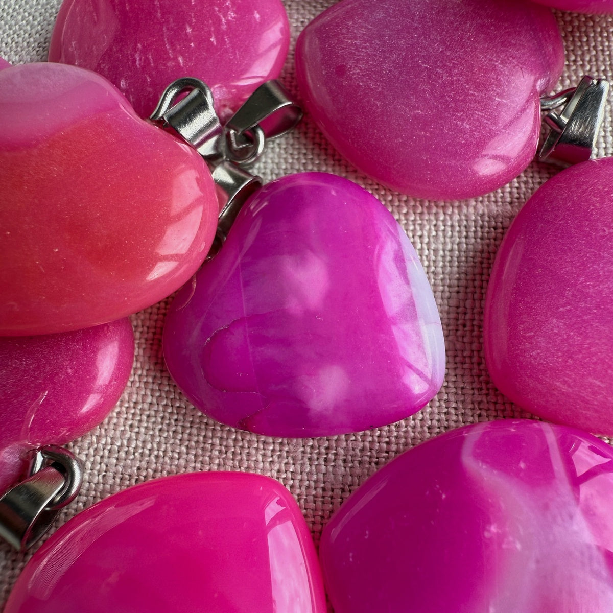 Fuchsia Pink Agate Heart Pendant
