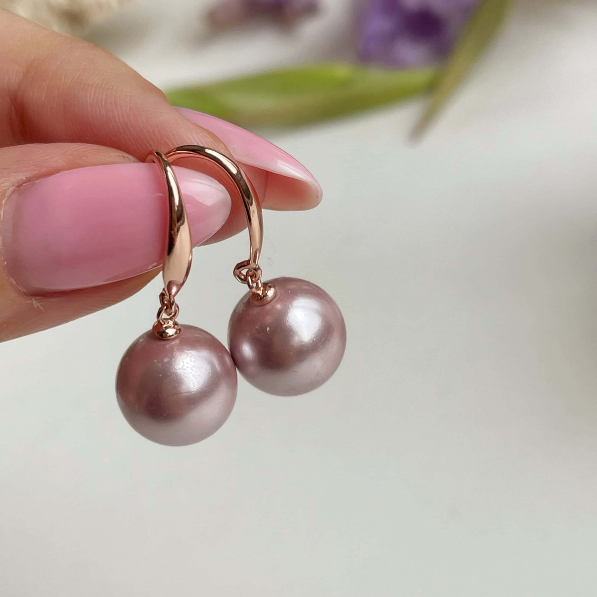 Feminine Harmony Pink Pearl Earrings | Rose Gold Sterling Silver 925