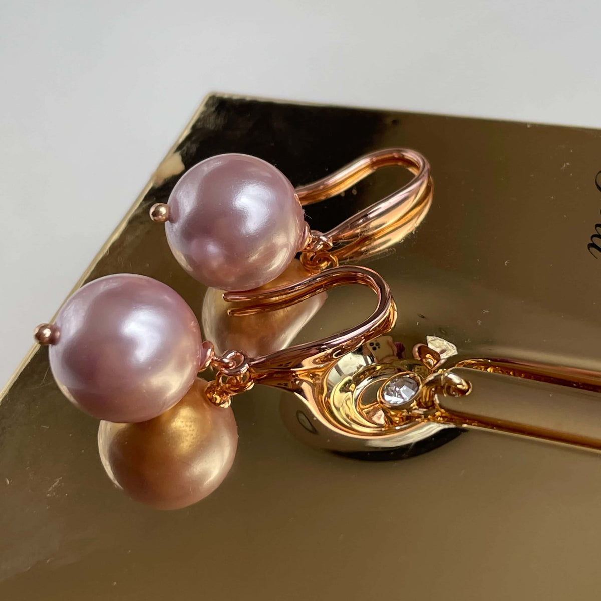 Feminine Harmony Pink Pearl Earrings | Rose Gold Sterling Silver 925