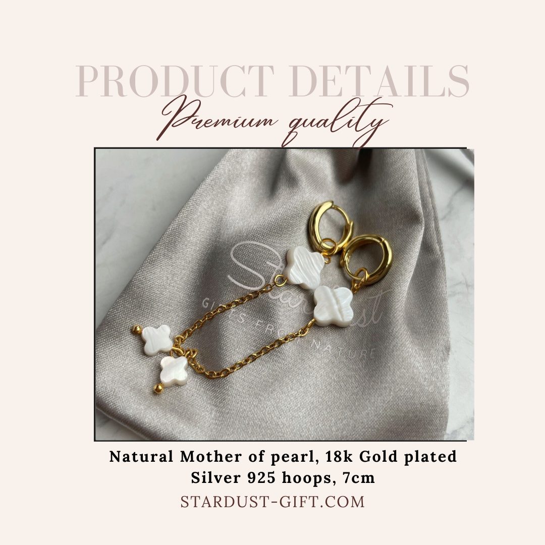 Éclat de Nacre | Handmade Mother of Pearl Clover Earrings