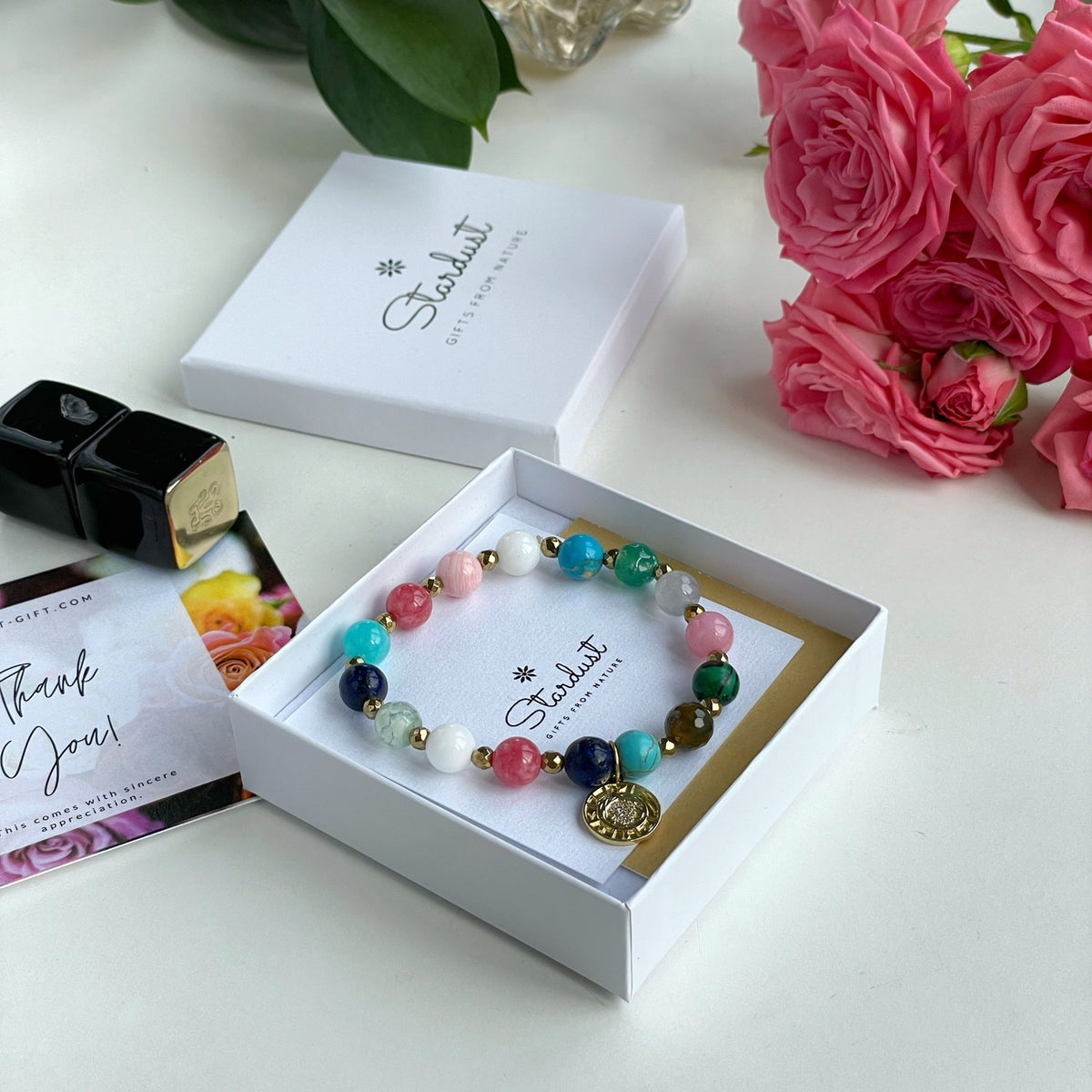 HARMONY | Colorful Gemstone Bracelet with Gold Coin Charm