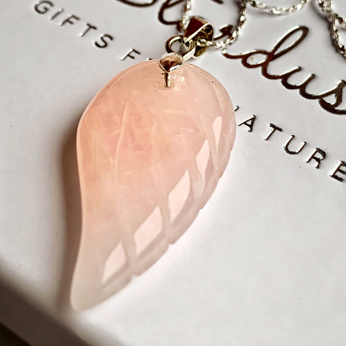 Rose Quartz Angel wing Pendant
