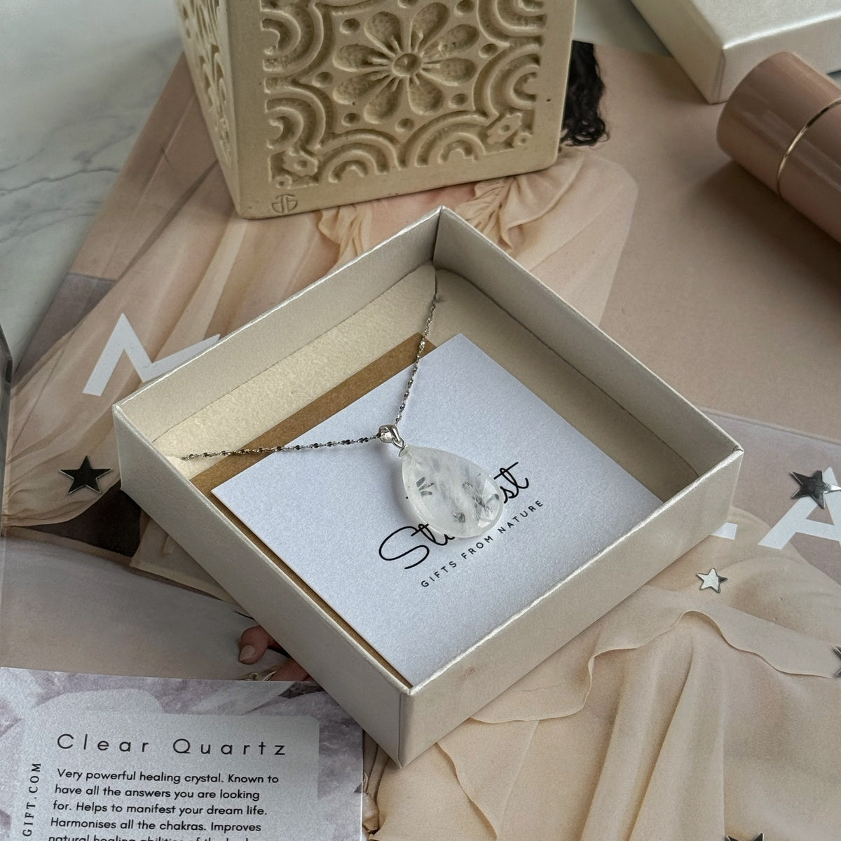 Clear Quartz Drop Pendant 1.5x2.5cm