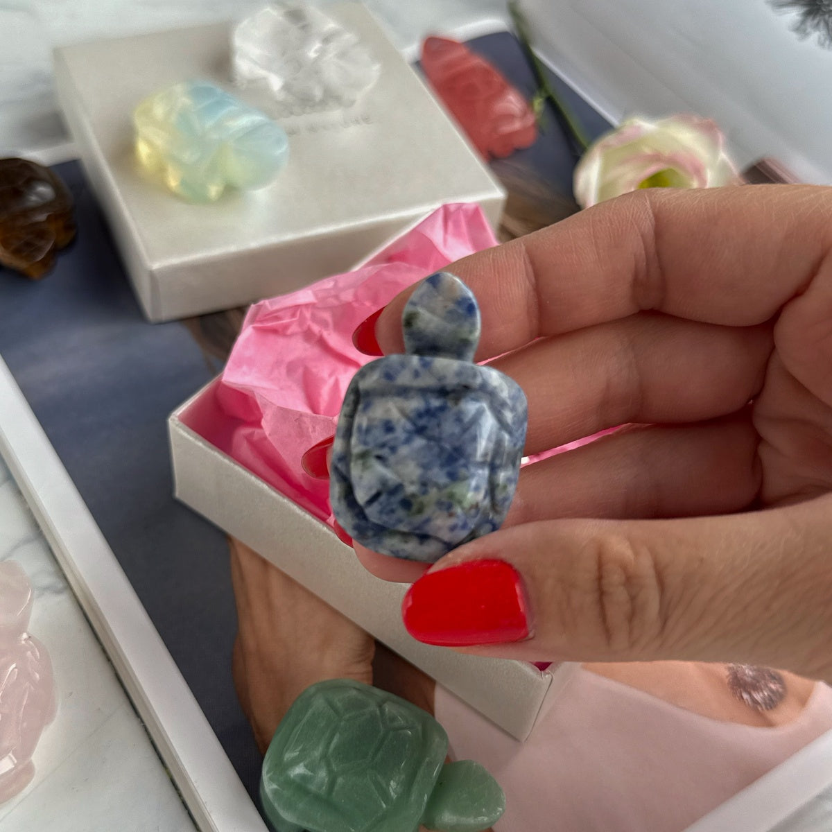 Hand Carved Crystal Turtle, Natural Stone Gift