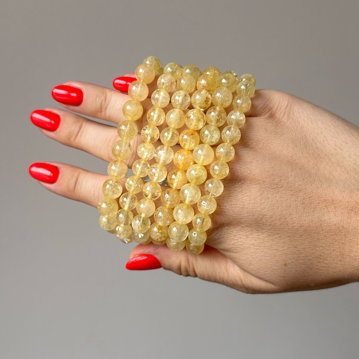 Natural Unheated Citrine Beaded Bracelet | 8mm & 10mm | Necklace Set Available