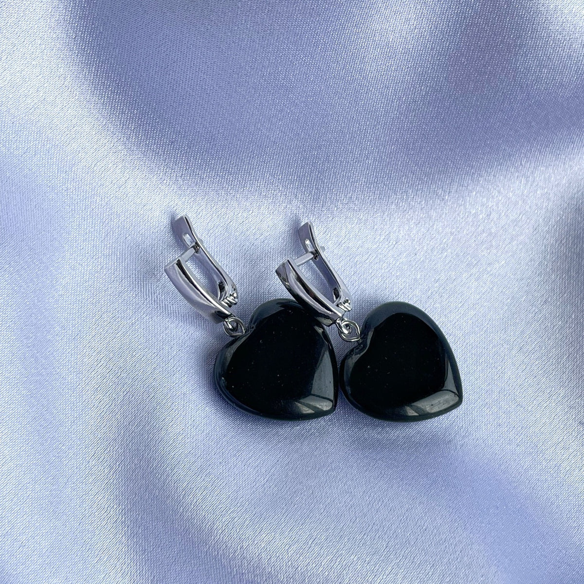 Black Obsidian heart earrings