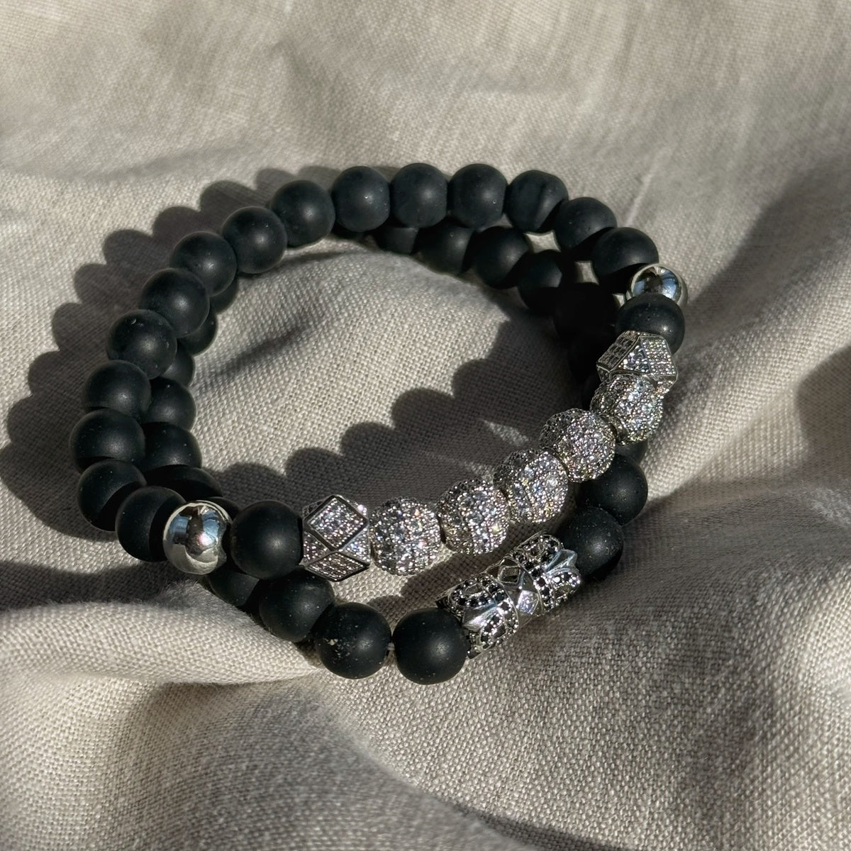 STAND OUT | Men’s Black Onyx & Silver Zircon Bracelet