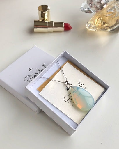 Big Opalite Pendant silver necklace