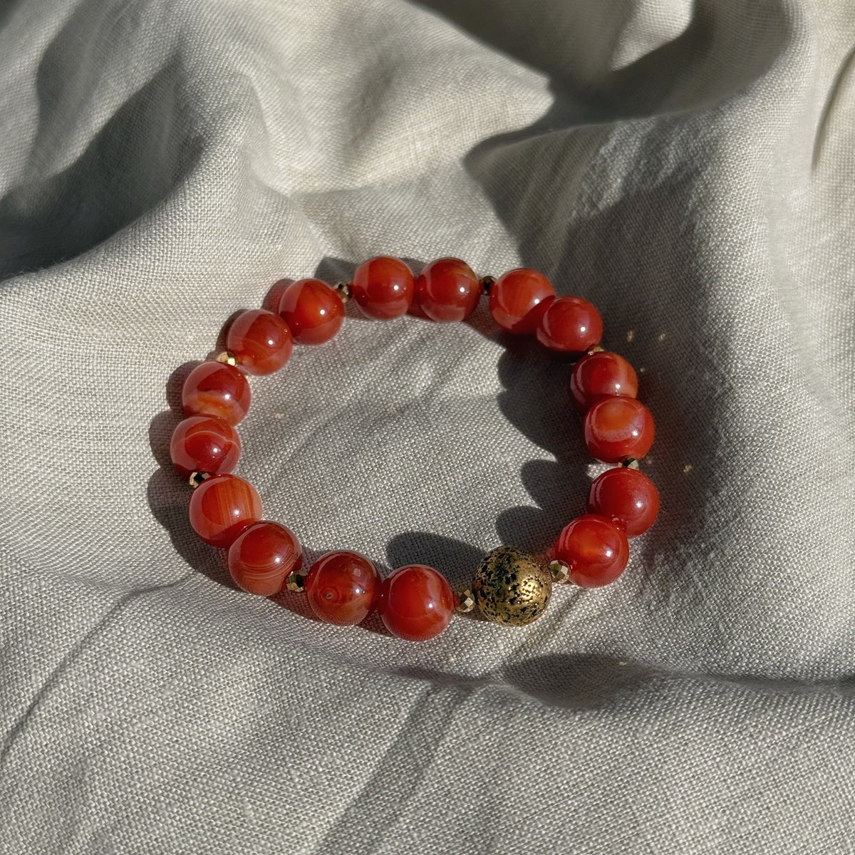 RADIANCE Carnelian Bracelet | Natural Orange Gemstone & Gold Hematite