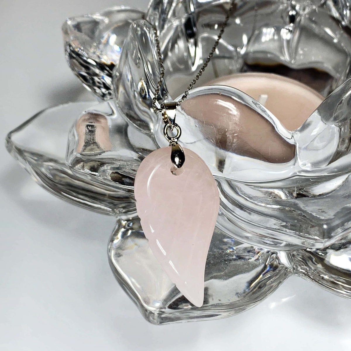Rose Quartz Angel wing Pendant