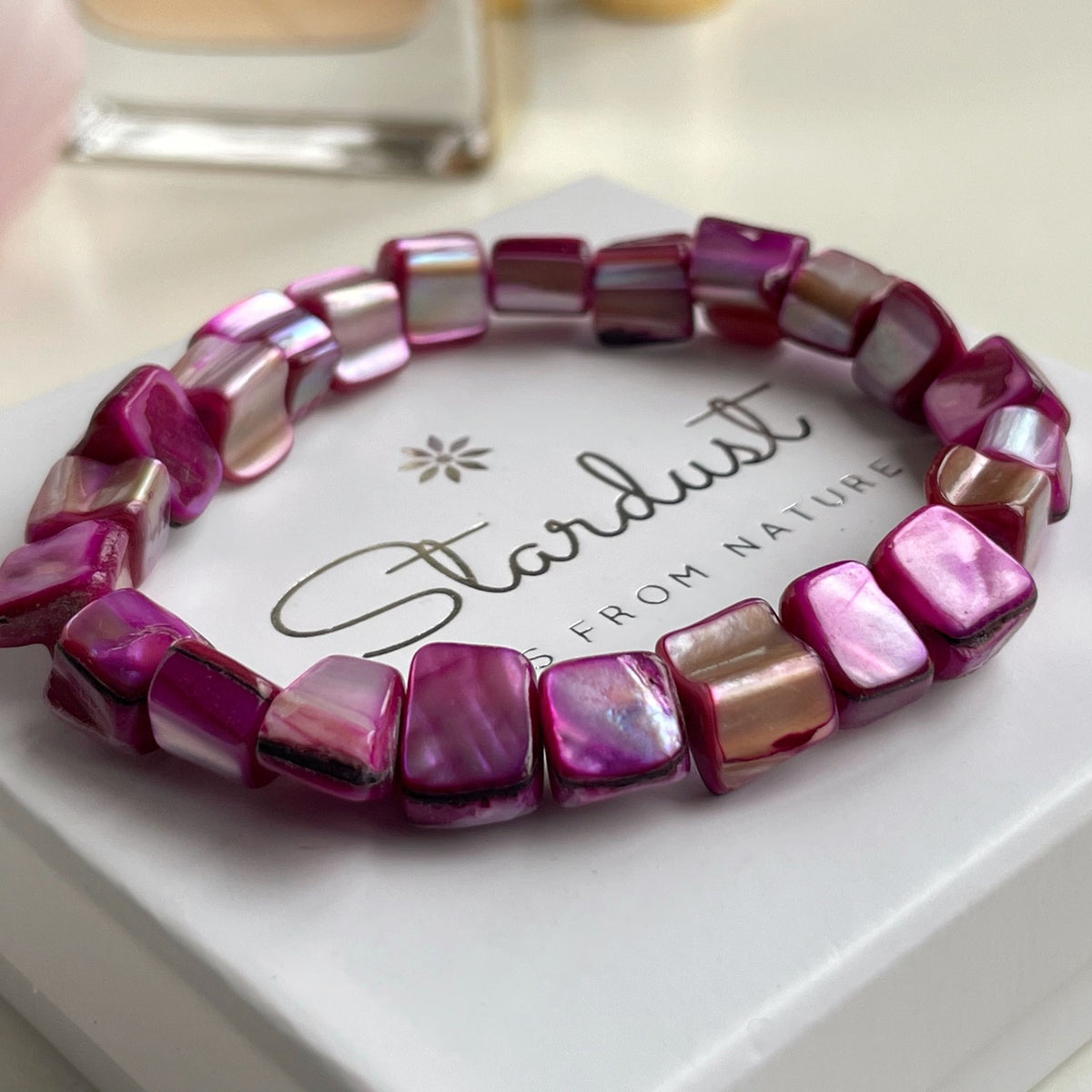 Natural Pink Mother of Pearl Bracelet | Romantic Shell Chip Jewelry