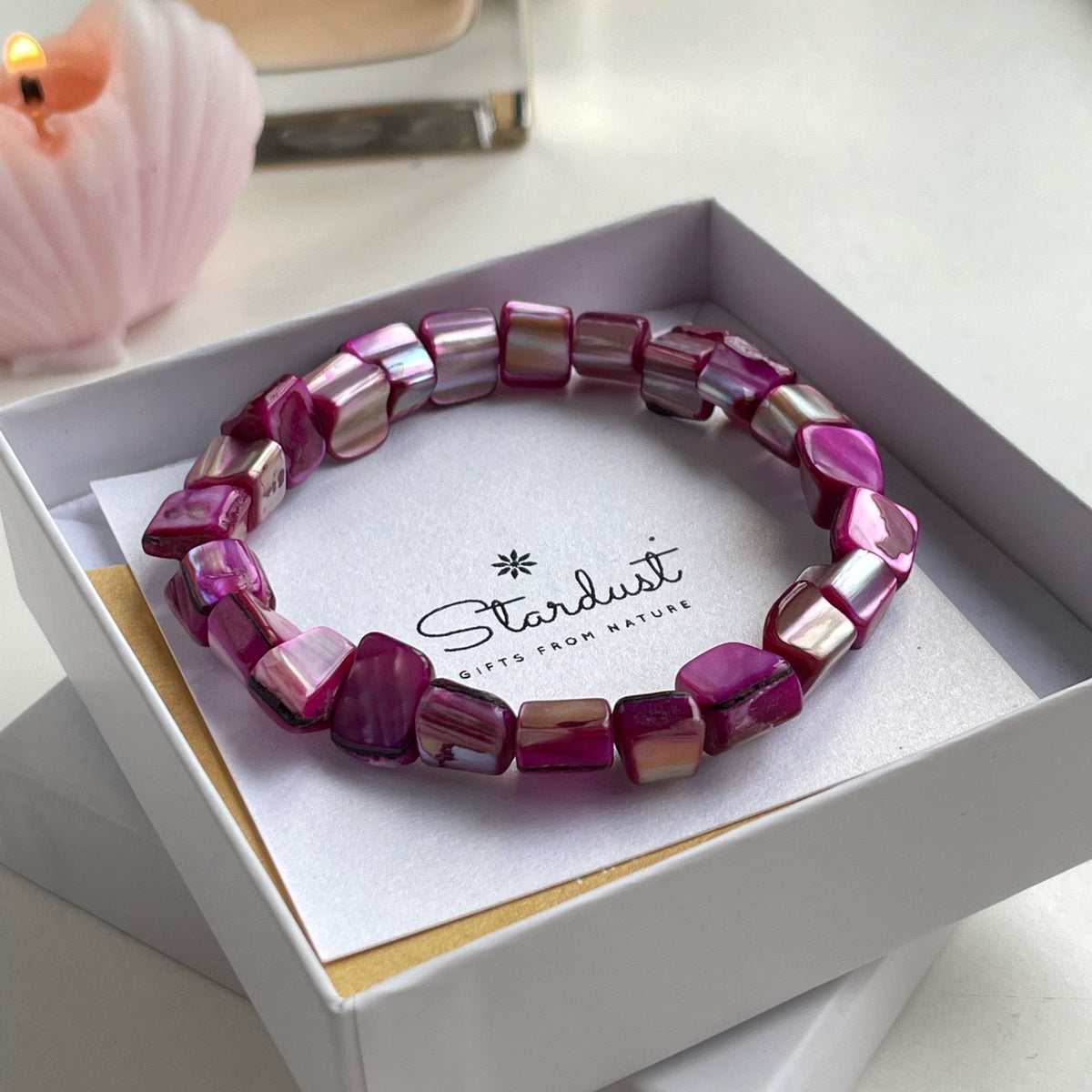 Natural Pink Mother of Pearl Bracelet | Romantic Shell Chip Jewelry