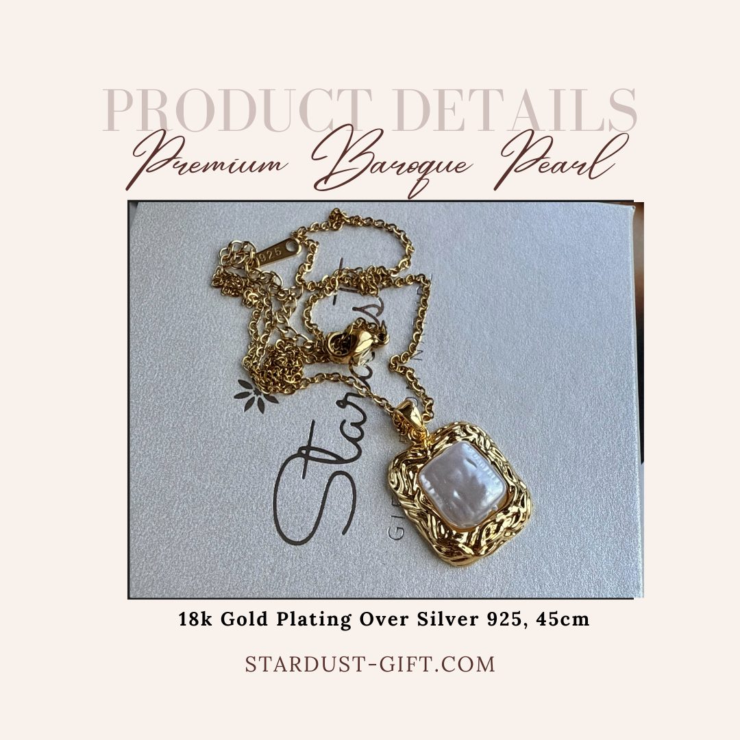 Premium Baroque-Style Pearl Pendant | 18K Gold-Plated Sterling Silver