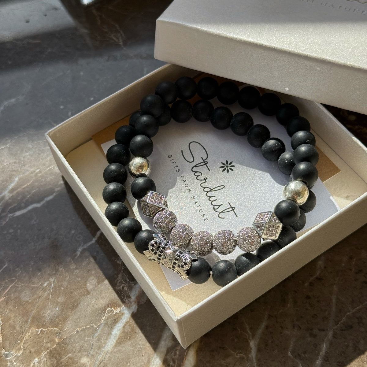 STAND OUT | Men’s Black Onyx & Silver Zircon Bracelet