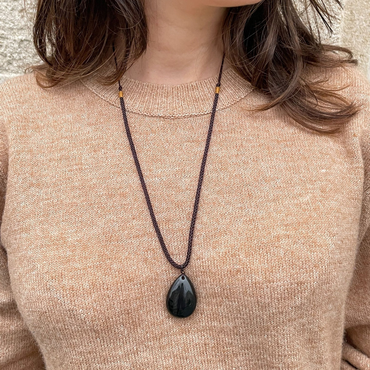 Black Obsidian Drop Pendant 2.5cm
