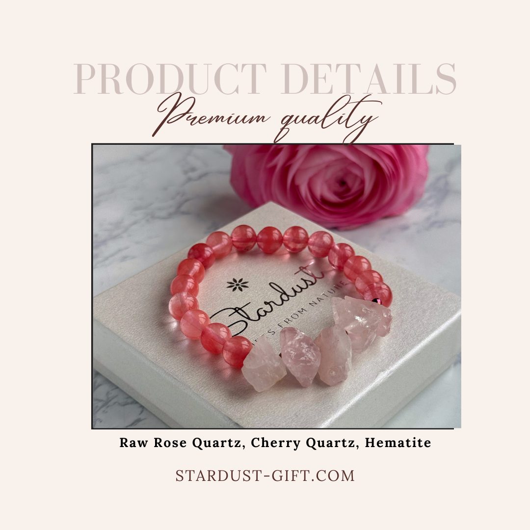 Rose Aura | Cherry Quartz & Raw Rose Quartz Bracelet