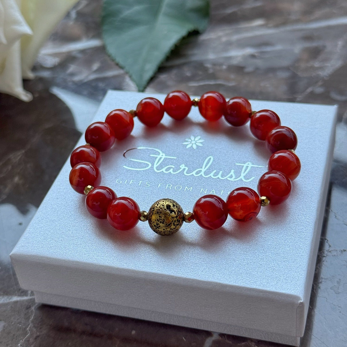 RADIANCE Carnelian Bracelet | Natural Orange Gemstone & Gold Hematite