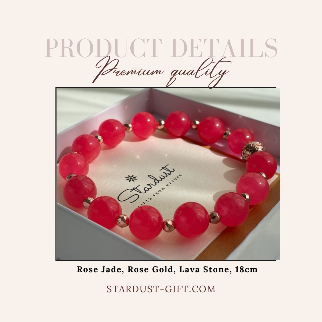 Fuchsia Pink Jade Bracelet | Rose Gold Hematite