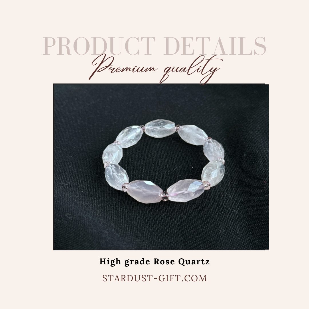 Large faced Rose Quartz bracelet