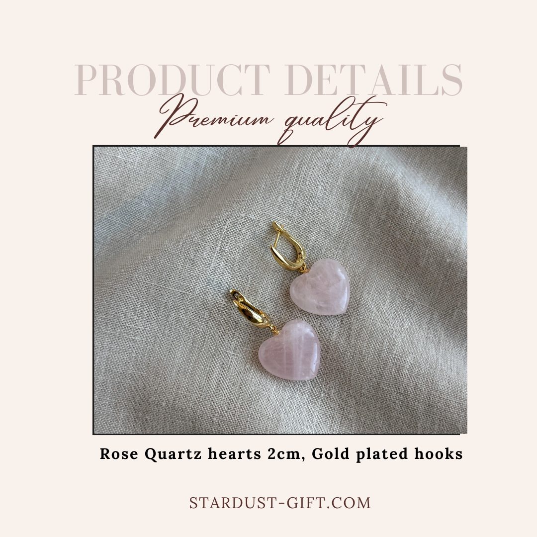 Rose Quartz Heart Earrings