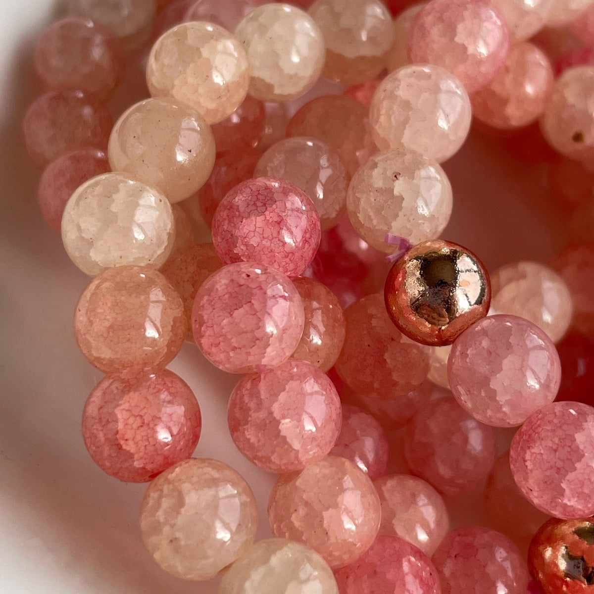 Strawberry Quartz Bracelet | Delicate Pink Gemstone & Rose Gold