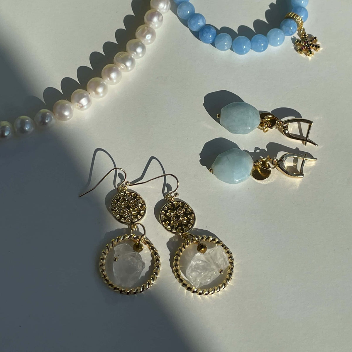 ENERGY | Raw Clear Quartz Statement Earrings in 18K Gold