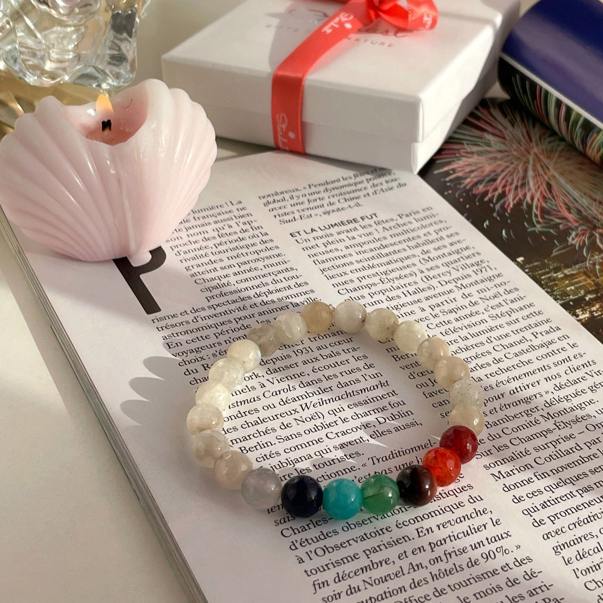 7 Chakra Gemstone Bracelet with Moonstone | Balance & Harmony