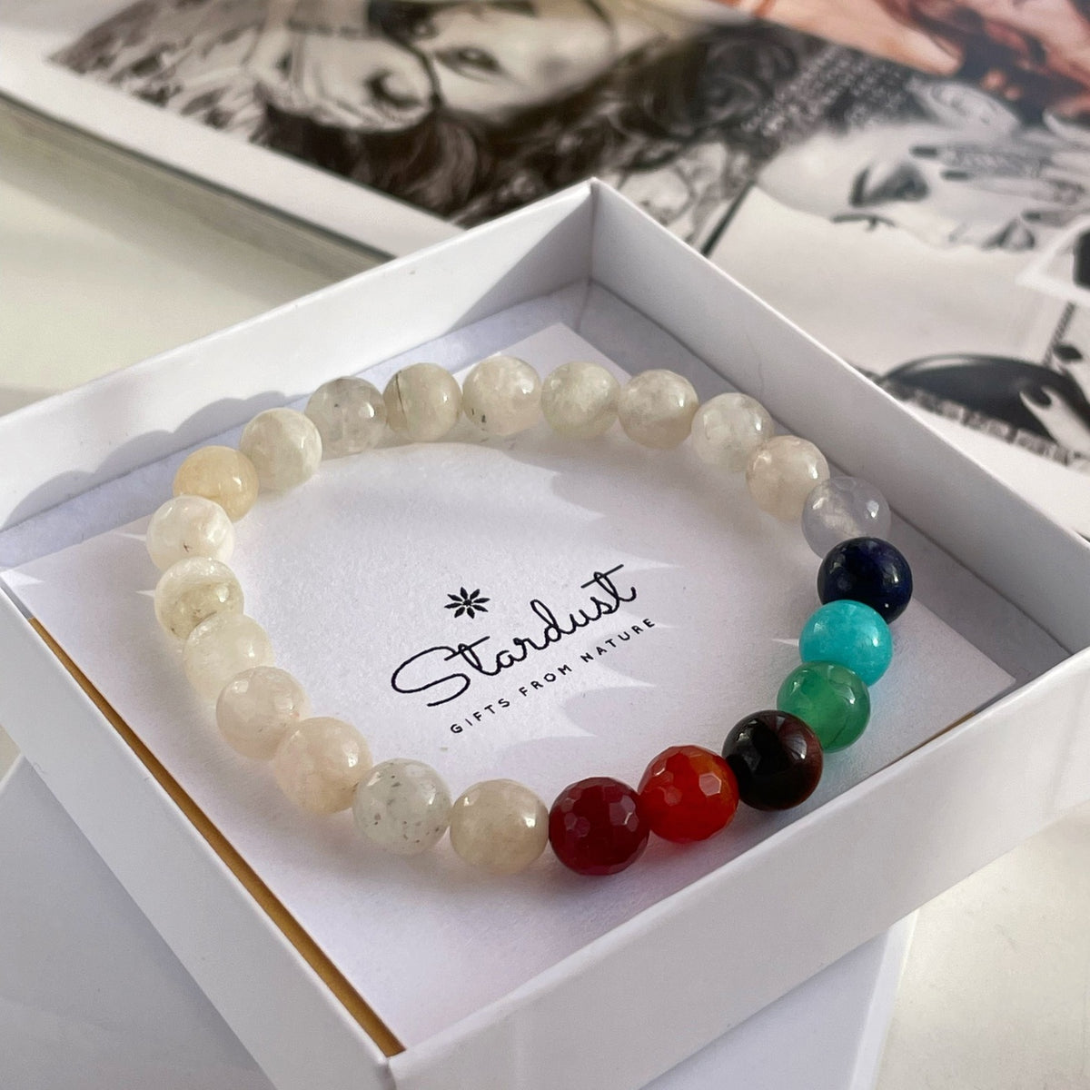 7 Chakra Gemstone Bracelet with Moonstone | Balance & Harmony