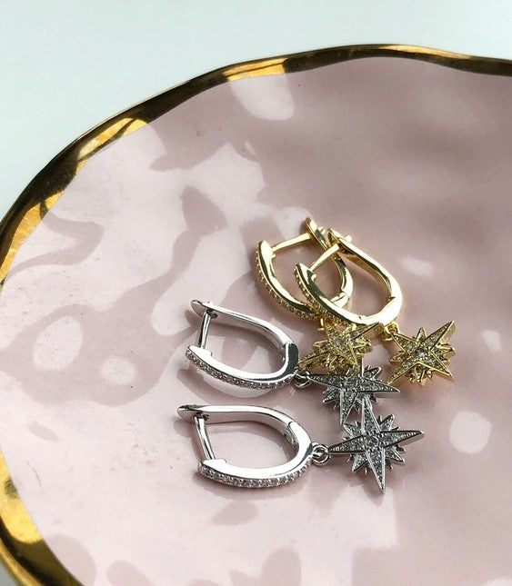 Small Gold Star charm Hoops