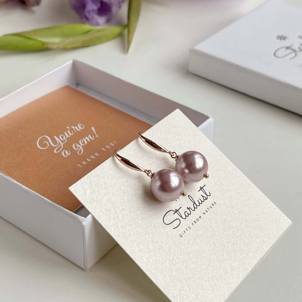 Feminine Harmony Pink Pearl Earrings | Rose Gold Sterling Silver 925