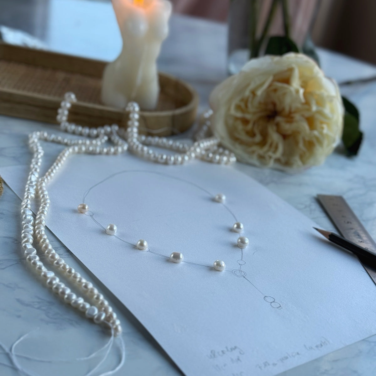 Premium Asymmetrical Pearl Necklace, 18K Gold Plated, 5A Pearl Lariat Necklace, Zircon Clasp, Bridal Necklace