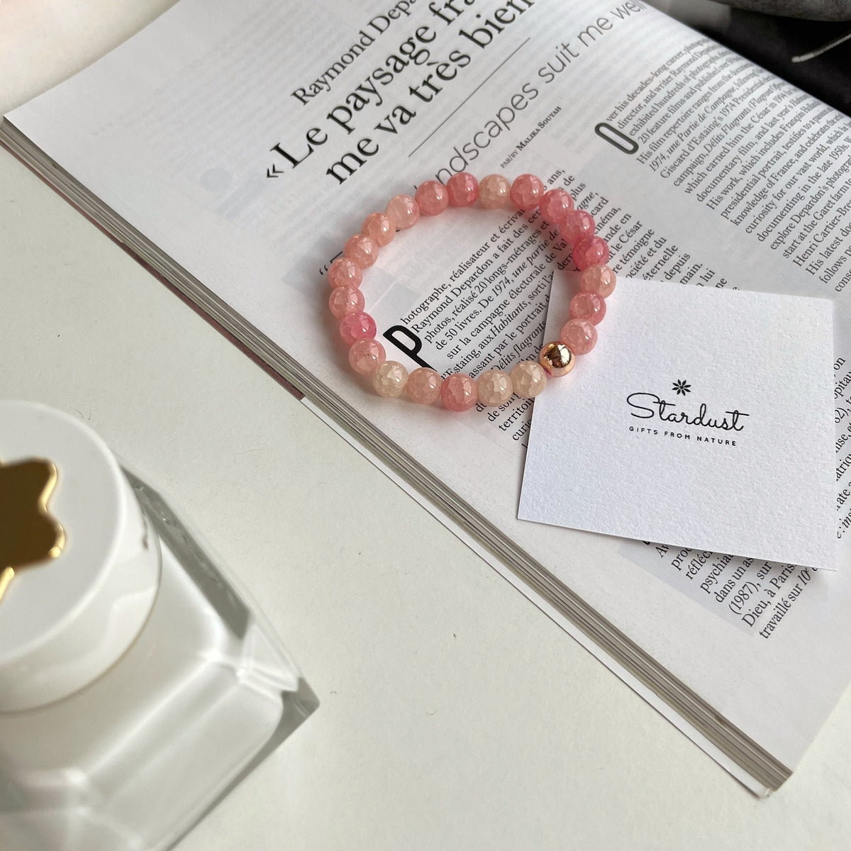 Strawberry Quartz Bracelet | Delicate Pink Gemstone & Rose Gold