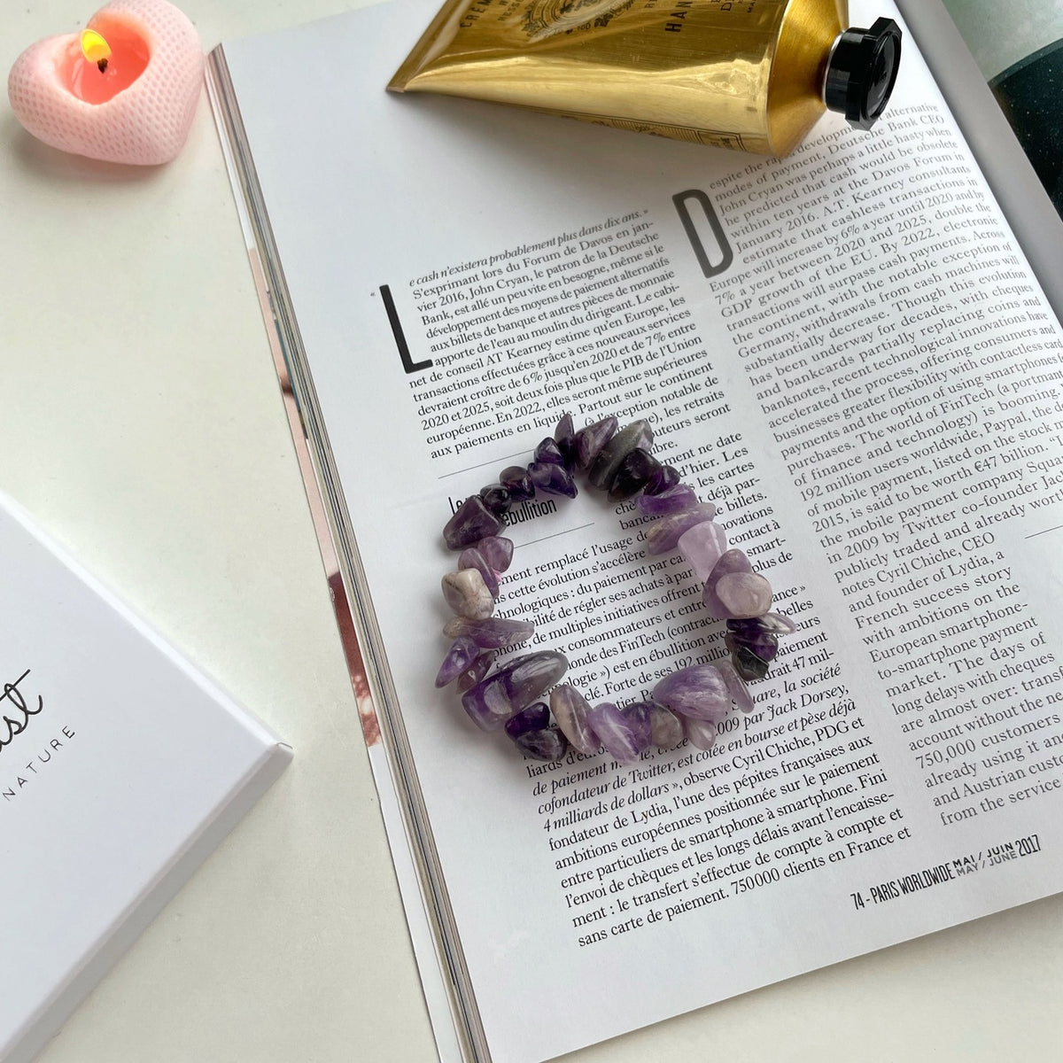 Mysterious Love | Natural Amethyst Tumbled Stone Bracelet