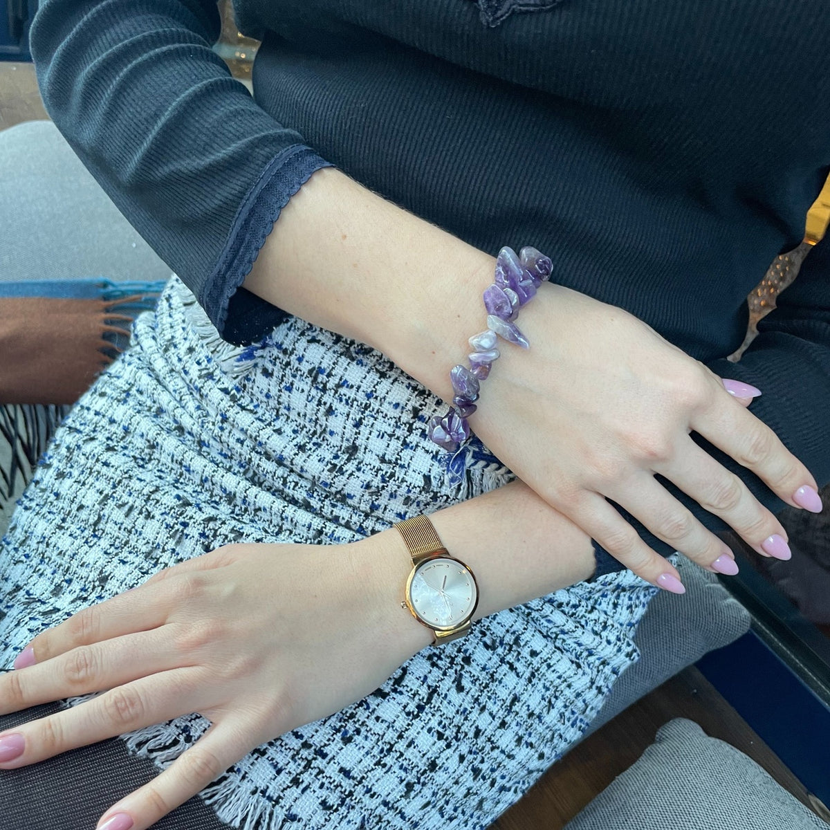 Mysterious Love | Natural Amethyst Tumbled Stone Bracelet