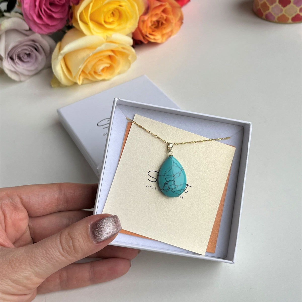 Turquoise Drop Pendant 1.5x2.5cm